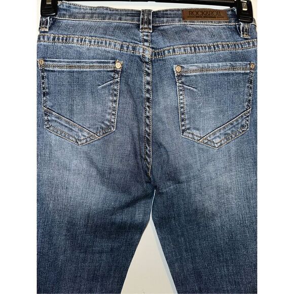 Rock & Roll Cowgirl Jeans Women’s (26 x 32) High Rise Trouser Flare Dark Wash 4 - Picture 5 of 8